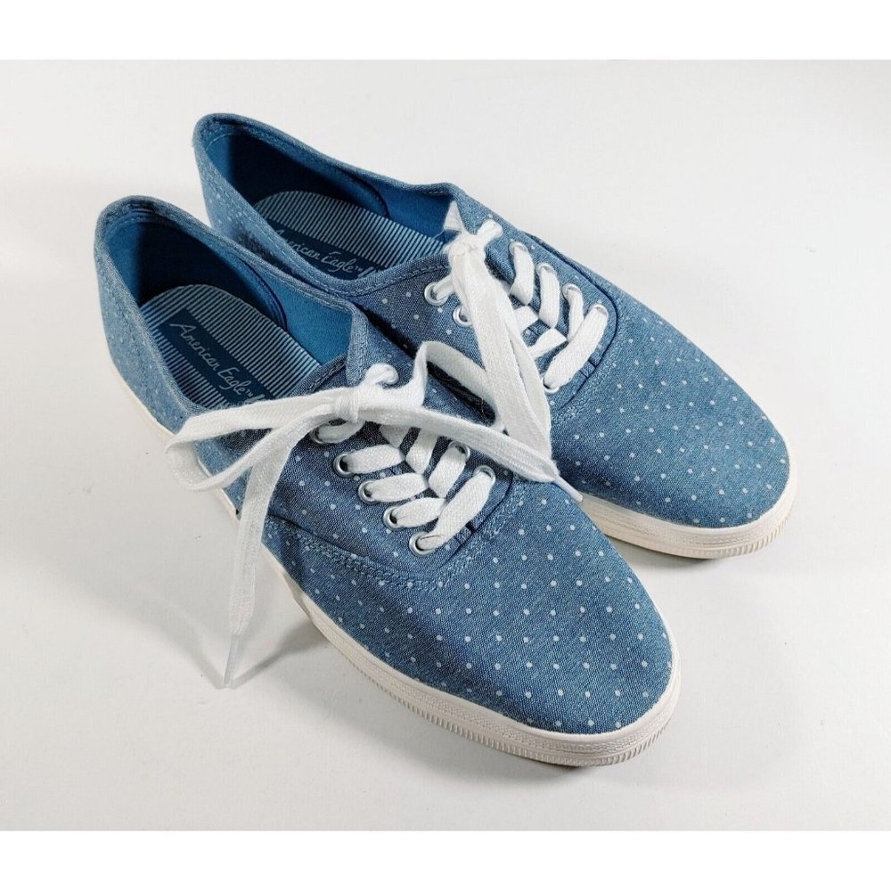 American Eagle Women’s Polk-a-Dot Shoes Size 9 Blue And White  Sneakers